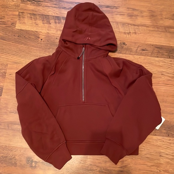 lululemon athletica Tops - Lululemon Date Brown Scuba Half-Zip Oversized Hoodie